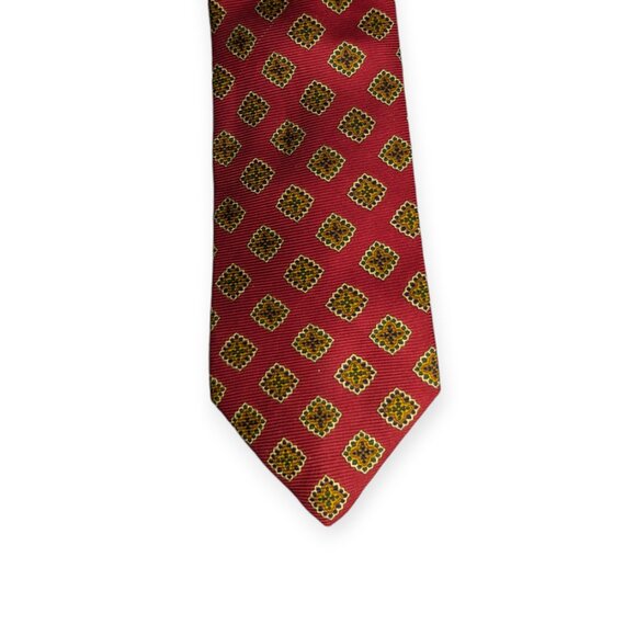 Land's End Men's Red & Gold Silk Tie - Picture 1 of 6